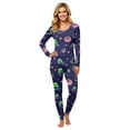 thumbnail image 3 of Family Halloween Pajama Set Long Sleeve Crew Neck, Soft Halloween Family Pajamas with Neon Green Ghost Pumpkin Print, Glow Matching Halloween Pajamas Sleepwear, 3 of 6