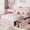 Pink, variant on Twin Size Bed Frame with Storage Drawers & Bookcase Headboard, Boucle Platform Bed, Noise-Free, No Box Spring Needed, Beige