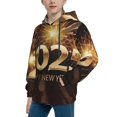 thumbnail image 2 of Kdxio Happy New Year 2025 B Pattern Boys Athletic Unisex Boys Girls Hoodie with Pocket Sweatshirts-Medium, 2 of 6