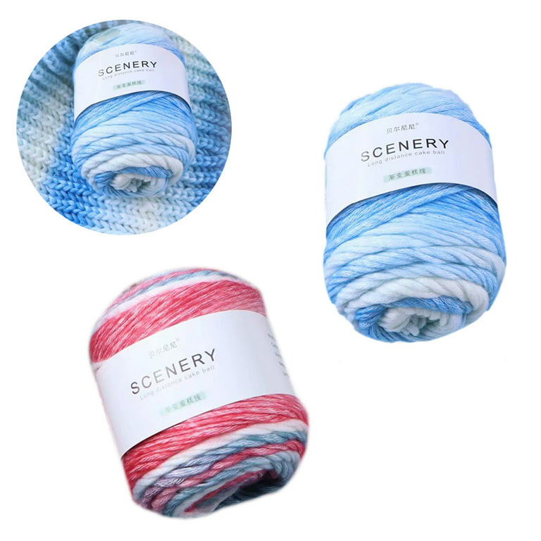 100g Hand Knitting Cake Yarn Gradient Ombre Colorful Crochet Woven DIY  Thread 
