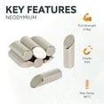 thumbnail image 4 of N42 Neodymium Mitre Magnet - 10mm dia x 30mm thick - 7.93lbs Pull - Pack of 4 - South, 4 of 5