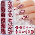 thumbnail image 4 of 1101Pcs Advanced Red Nail Rhinestones for Nail Art Shiny Crystal Clear Red Nail Diamonds Gems Stones 3D Flat Back Multi Size Shape Nail (Red), 4 of 4