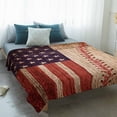 thumbnail image 4 of American Flag Vintage Blanket Soft Cozy Warm Throw Blanket for Couch, Plush Fuzzy Flannel Fleece Blankets for Sofa, Farmhouse Baseball Blue Red Bed Blankets Lightweight Gifts for Women, 40"x60", 4 of 9