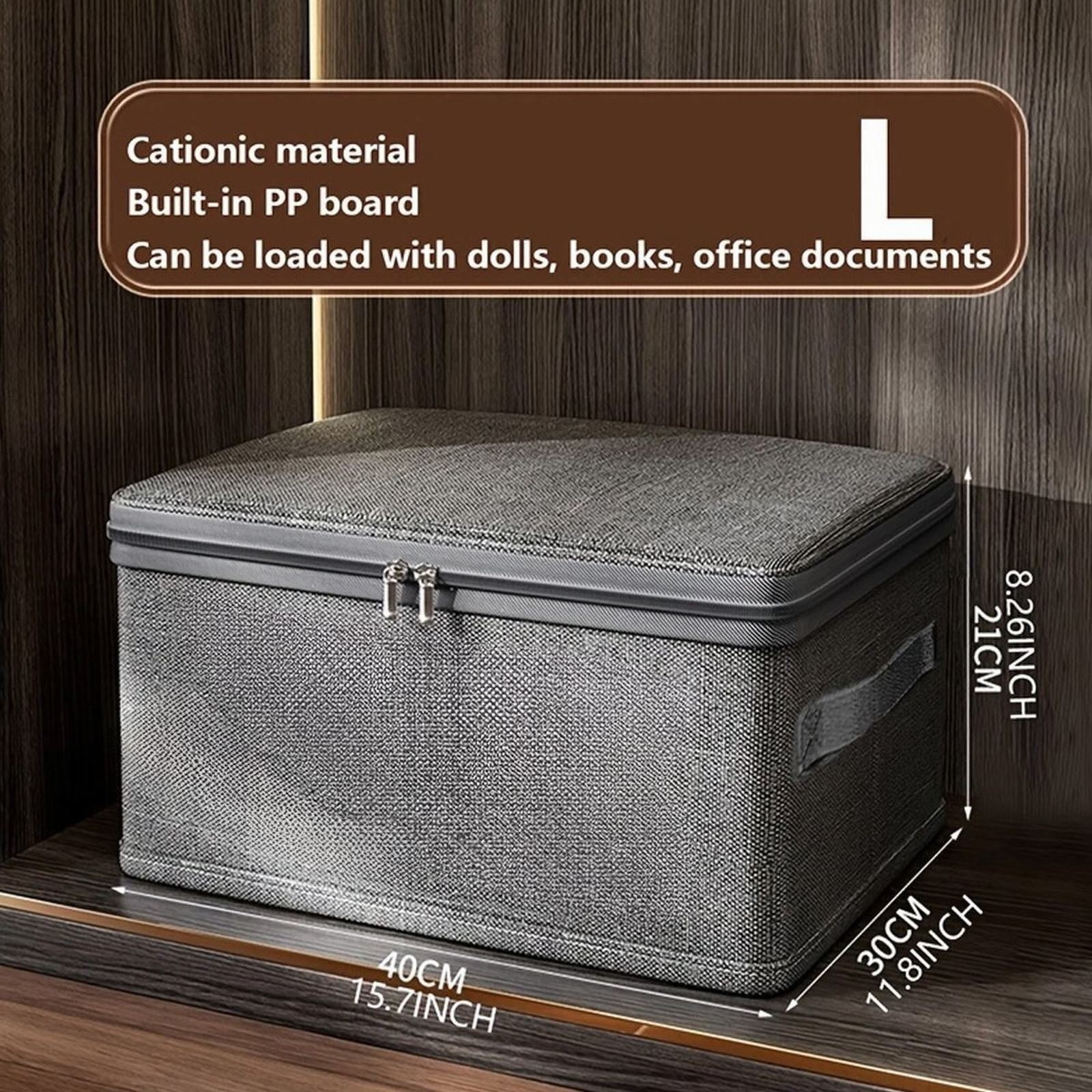 BNNG Clearance Shelf Storage Basket Wardrobe Organizer Box Fabric Storage Box with Handle, Large Capacity Shelf Storage Basket Wardrobe Quilt Organizer Box with Zipper Lid Foldable Storage Bins