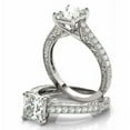 thumbnail image 5 of HeartsAndYou 2ct Princess Cut Moissanite Milgrain Vintage Inspired Engagement Ring for Women 18k White Gold over Silver Stylish, 5 of 5