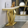 thumbnail image 3 of Unbranded Luxury Rectangular Sofa Console Table Modern Living Room Entryway Table with Mirrored Gold Geometric Base White, 3 of 5