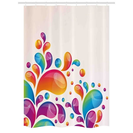 Colorful Stall Shower Curtain, Cute Raindrops in Different Size in Gradient Colors Abstract Splash Style Design, Fabric Bathroom Set with Hooks, 54W X 78L Inches, Multicolor, by Ambesonne