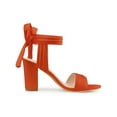thumbnail image 3 of BLISSFUL STEP Women's Sandals Ankle Tie Back Open Toe Block Heels Orange 9, 3 of 7