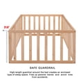 thumbnail image 6 of Twin Size Wood Floor Bed with Door & Fence, Montessori Bed Frame with Full Length Safety Guardrails, Wood Twin Bed with Slat, No Box Spring Needed-Natural, 6 of 9