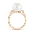 thumbnail image 2 of ANGARA South Sea Cultured Pearl Three Stone Ring with Diamonds in 14K Rose Gold for Women | June Birthstone, Birthday, Anniversary, Jewelry Gift for Women | Pearl Ring, 2 of 8