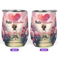 thumbnail image 2 of Hello Valentine’s Day German Shorthaired Pointer Flower Crown Romantic Pink Floral 12oz Stainless Steel Wine Tumbler Insulated Cup with Lid GSP Lover Dog Gift - 00031, 2 of 5