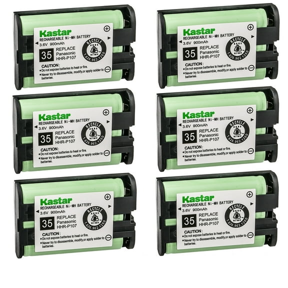 Kastar 6-Pack HHR-P107 Battery Replacement for Panasonic HHR-P107 HHRP107, HHR-P107A HHR-P107A/1B HHR-P107A1B, TYPE 35, PQSUHGLA1ZA, RADIO SHACK 23-499 23499 Sennheiser BA300