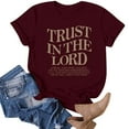 thumbnail image 5 of T-Shirt d'Été Mode Décontractée Art Lettre Imprimée Couleur Unie Col Rond Manches Courtes pour Femmes, 5 of 5
