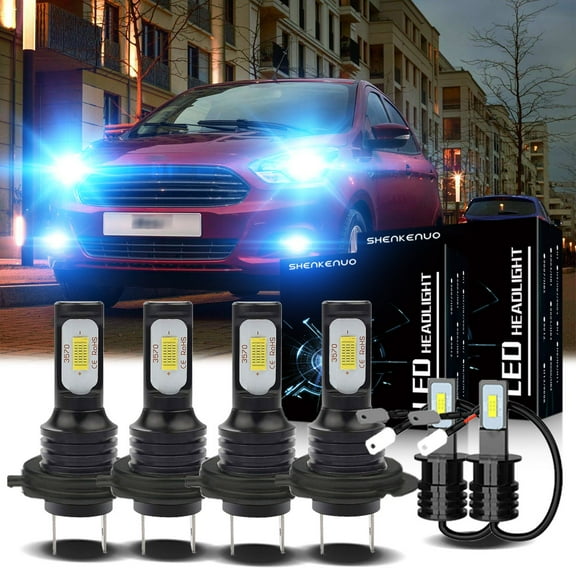 H7 LED Headlight Bulbs for 2001 2002 2003 2004 2005 2006 Ford Ka 8000K Ice Blue H7 High/ Low Beam H3 Fog light Bulbs,6pc