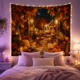 thumbnail image 2 of Autumn Garden Path with Pumpkins and Lanterns Cozy Rustic for Nature Lovers Digital Art Thanksgiving Gift Tapestry Wall Hanging for Bedroom and Living Room, 2 of 7
