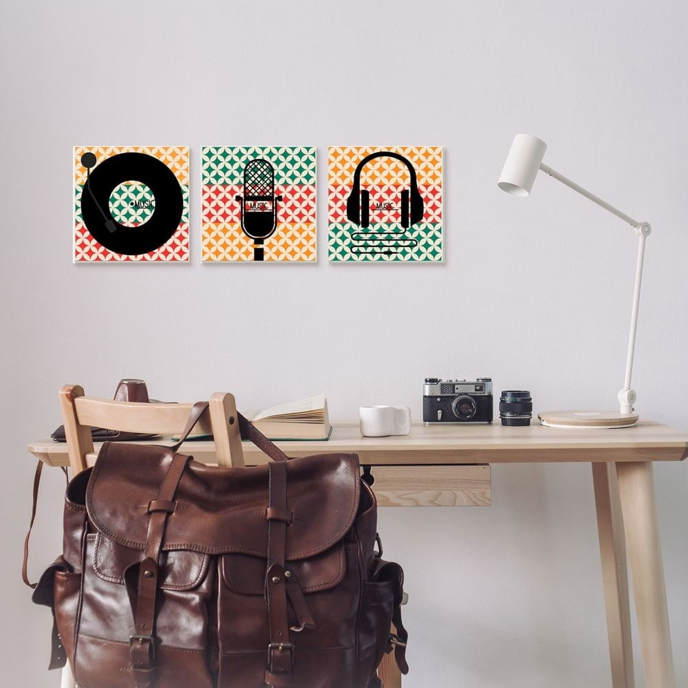 Stupell Industries Iconic Music Symbols with Colorful Geometric Pattern Designed by Enrique Rodriquez