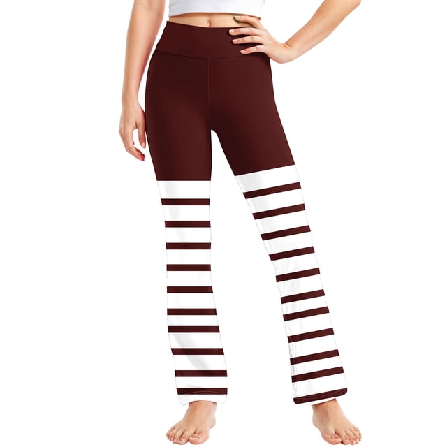 Odeerbi 2-13 Años Niñas Pantalones de Yoga de Pierna Ancha Pantalones de Entrenamiento A Rayas Baile Pantalones Deportivos Elasticidad Pantalones de Pierna Recta