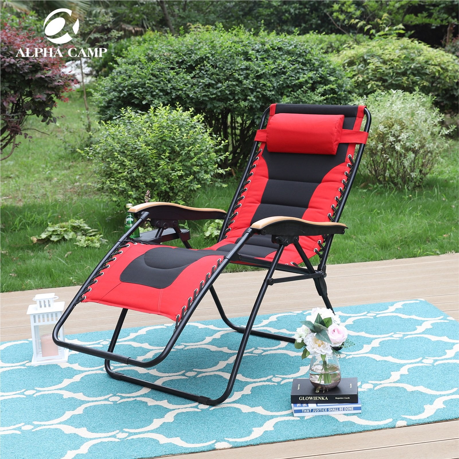 ALPHA CAMP Outdoor Oversize XL Zero Gravity Chair Padded Adjustable