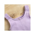 thumbnail image 5 of aturustex Toddler Kids Girl Jumpsuit Sets Ribbed Wide Strap Sleeveless Short Playsuit and Solid Color Waist Bag Summer Suits, 5 of 9