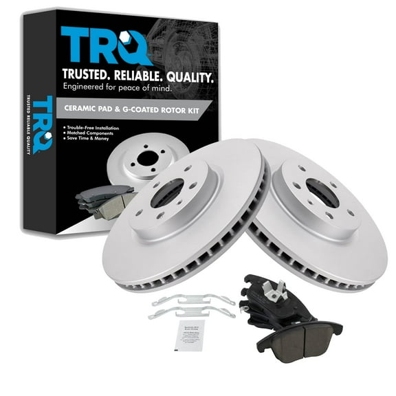 TRQ Front Brake Pad & Rotor Kit Brake Pads Brake Rotor Ceramic Premium G-Coated Fits Select 2013-2020 Ford Fusion 2013-2016 Lincoln MKZ