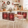 thumbnail image 2 of Christmas Reindeer Chair Covers Set of 4 Gold Snowflakes Winter Red Fantasy Chair Back Covers Stretch Removable Washable Slipcovers Protector for Dining Room Kitchen Party Decor, 2 of 5