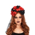 thumbnail image 1 of Diadema de Malla de Araña Hot6sl Halloween Tocado con Flores Rosas, 1 of 4