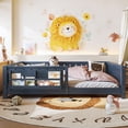 thumbnail image 2 of Bellemave Full Size Floor Bed with Bookshelf, Wood Montessori Beds with Slats and Safety Guardrail, Low Profile Queen Bed Frame with Fence, No Box Spring Needed (Blue), 2 of 9