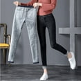 thumbnail image 2 of Musuos Women Solid Color Jeans, Winter Adults High Waisted Fleece Lined Jeggings with Pockets, 2 of 5