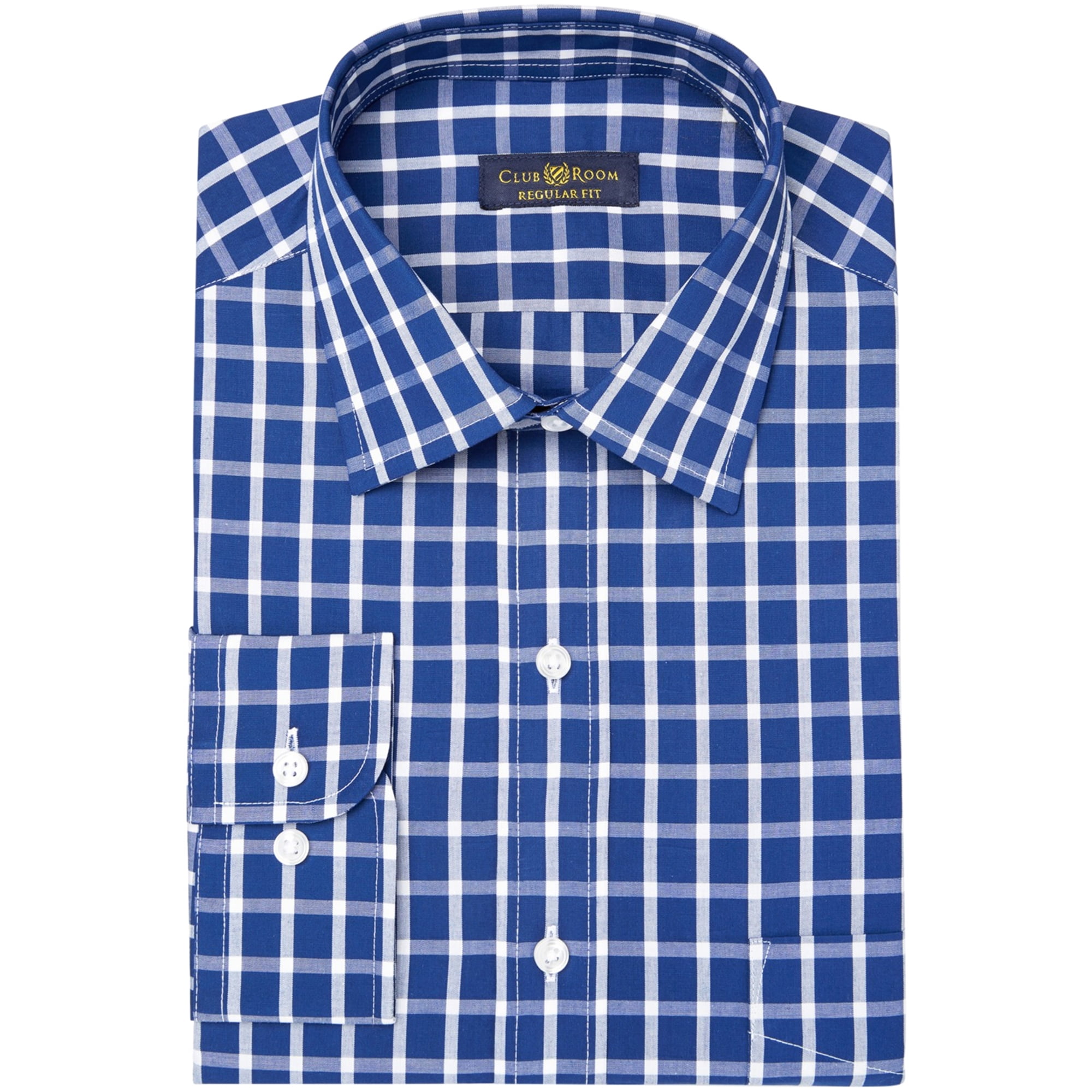 Club Room Mens Plaid Ls Button Up Shirt