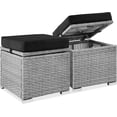 thumbnail image 1 of JJUN Set of 2 Wicker Ottomans, Multipurpose Outdoor Furniture for Patio, Backyard, Additional Seating, Footrest, Side Table w/Storage, Removable Cushions - Gray/Black, 1 of 15