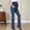 Blue, variant on Women Maternity Denim Pants Over Belly Stretchy Bootcut Pregnancy Jeans Solid Casual Slim Long Trousers Light Blue XL