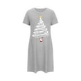 thumbnail image 2 of Chemises de Nuit Grande Taille pour Femmes de Noël à Manches Courtes, Robe de Nuit de Fête à Col Rond, Gris, 3TG, 2 of 5