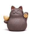 thumbnail image 1 of Té chino Zisha para mascotas Lucky Wealth RICH Cat Tea Pet Arcilla morada hecha a mano para regalo de Kungfu Accesorios para bandejas de té de agua Bandeja de té hecha a mano para los amante, 1 of 2