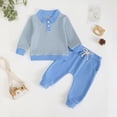 thumbnail image 2 of CAUYDY 0 3 6 9 12 Months Child Boys Fall Winter Autumn Clothes 2T 3T 4T 5T Baby Long Sleeve Pullover Elastic Sweatpants 2PCS Cute Set Newborn Picture Outfits Blue for Sizes 4-5 Years, 2 of 8