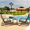 thumbnail image 3 of Costway 3PCS Patio Rattan Rocking Chair Table Furniture Set Yard Cushion Brown, 3 of 10