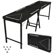 GoPong PRO 8' Portable Folding Beer Pong Table, Indoor Outdoor Party Drinking Games, 6 Balls Included, Taller 36" Table Height