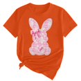 thumbnail image 5 of Flash Deal! T-Shirt Décontracté Imprimé Lapin de Pâques pour Femmes T-Shirt Imprimé Lapin Mignon de Pâques Col Rond Manches Courtes Décontracté en Solde Orange m, 5 of 5