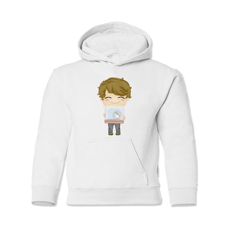 Boy Carrying His Pet Hamster Hoodie Juniors -Image by Shutterstock, Medium
