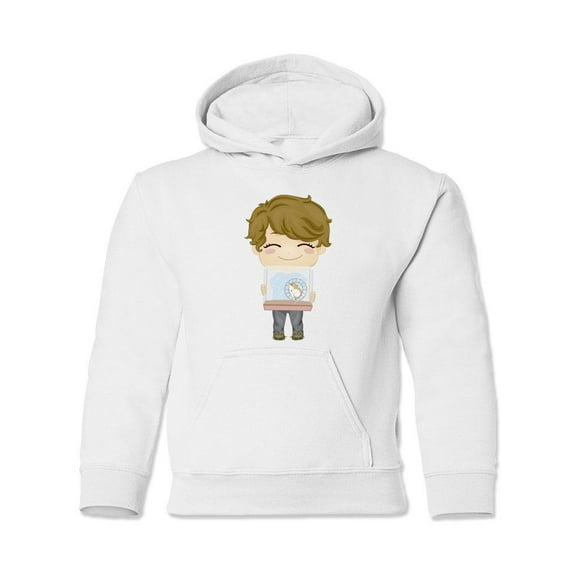 Boy Carrying His Pet Hamster Hoodie Juniors -Image by Shutterstock, Large