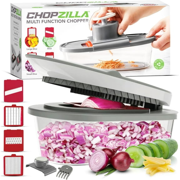 Chopzilla Mandoline Slicer Vegetable Chopper Cheese Grater Kitchen Food Dicer Veggie Potato Cutter 4 Blades Gray
