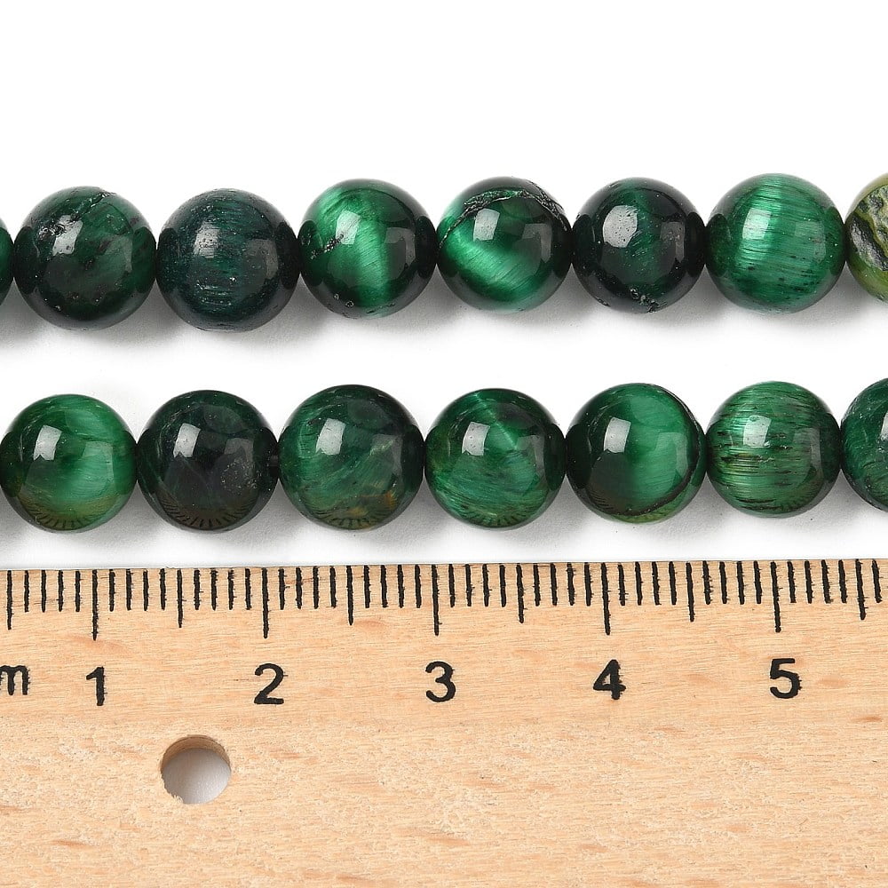 Grade B Natural Tiger Eye Beads Strands Dyed Round Green 8.5mm Hole: 1.2mm 46-48pcs/strand 14.76''(37.5cm)