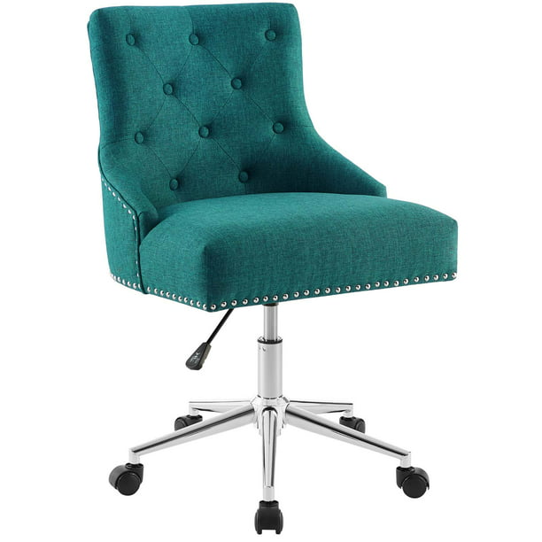 Tufted On Swivel Upholstered Fabric, Green Upholstered Office Chair