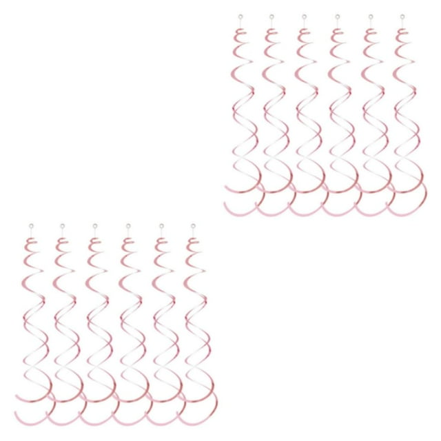 ZheElen 6piece Swirl Pendant For Graduation Celebration Exquisite Craft Wide Application PVC Birthday Star Spiral Pendant Pink 27.5inch 2Set