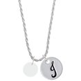 thumbnail image 1 of Delight Jewelry Acrylic 1/2" Disc Imitation Pearl Silvertone Script Initial Disc - J - Charm Necklace, 20"+3", 1 of 4