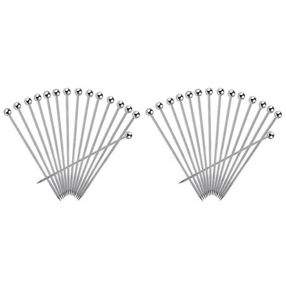 30Pcs Cocktail Picks, 4 Inch Reusable Stainless Steel Picks Cocktail Toothpicks for Olives Appetizers Sandwich