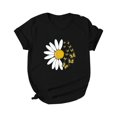thumbnail image 1 of T-shirt à Manches Courtes à Imprimé Papillon et Marguerite pour Femme, 1 of 2