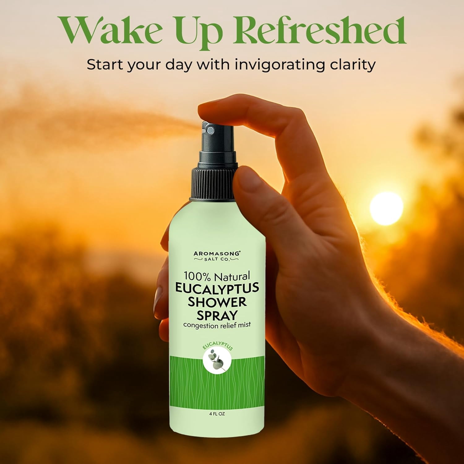 Aromasong Eucalyptus Shower Spray Aromatherapy, 100% Natural Eucalyptus Spray for Shower – Made in USA, Pure Essential Oil Mist for Sinus Relief & Spa-Like Steam, 4 fl oz | 2-Pack