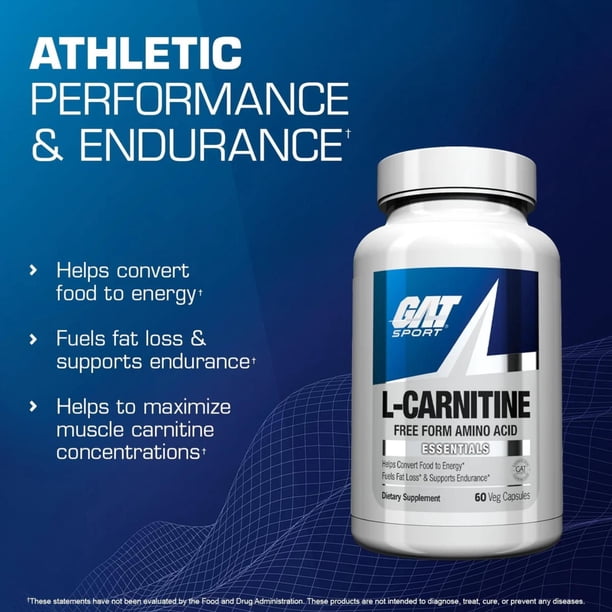GAT Sport Essentials Liquid L-Carnitine 3000, Blue Raspberry, 16 oz, 32 Servings