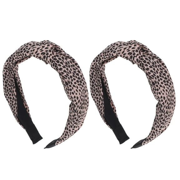 FUEENIRVA Elastic Head Wraps Leopard Print Spa Headband Multi 2 Pcs