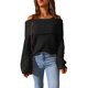 thumbnail image 4 of ABPHQTO Jersey de mujer con hombros descubiertos y punto acanalado negro, 4 of 5